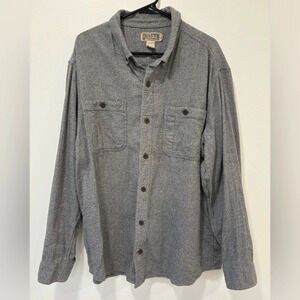 Duluth Trading Co Flannel Long Sleeve Button Up Gray Kennesaw Slim Fit Cotton